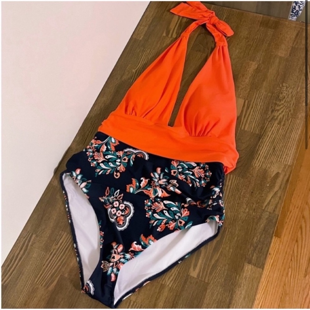 CUPSHE Solid & Printed Ruched Shirred Halter One Piece Swimsuit Bathing Suit NWT